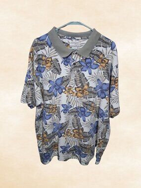 WEATHERED DYE CROSSINGS Men's 2XL Vintage Polo Floral Shirt